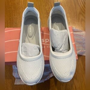 Easy Spirit White Knit Slip-On Walking Sneakers